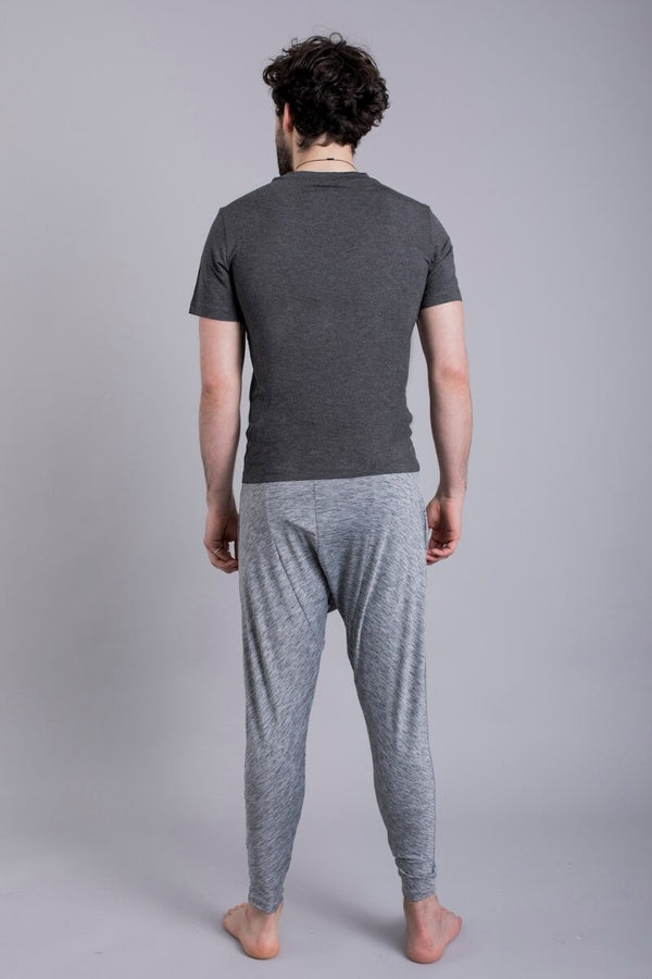 SEA YOGI // Cobra Bamboo Yoga tshirt for Men in Solid Grey by Ohmme, Online Yoga Shop, back