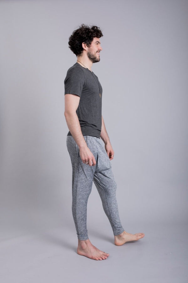 SEA YOGI // Cobra Bamboo Yoga tshirt for Men in Solid Grey by Ohmme, Online Yoga Shop, side