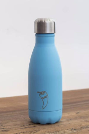 Chilly water bottle in paste blue colour and 260ml size, front image - SEA YOGI