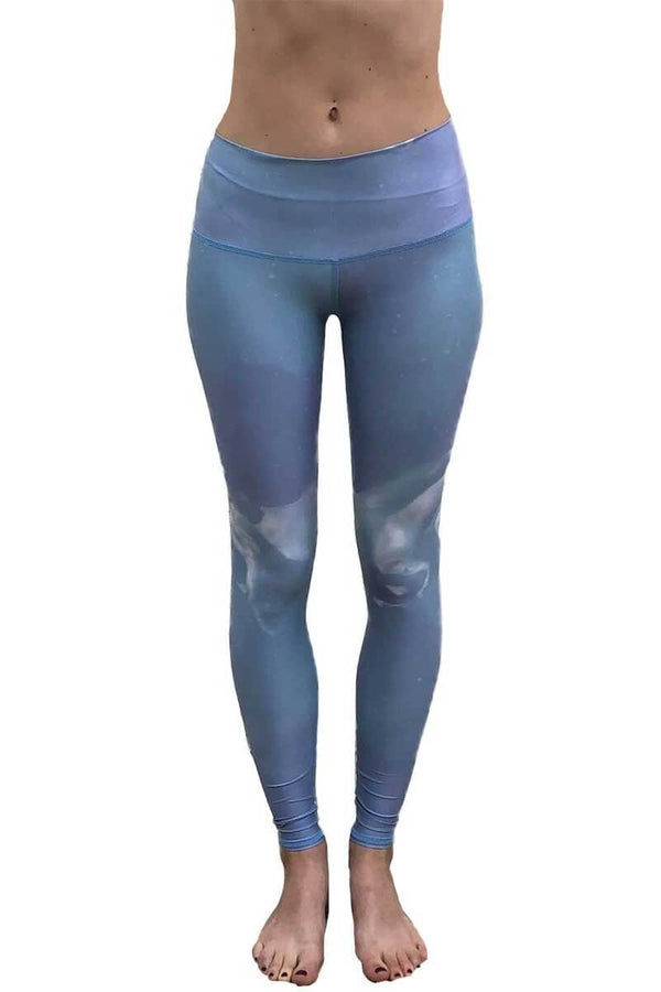 SEA YOGI // High Horses hot pant in Blue by teeki, recycled yoga leggings, Sea Yogi, front