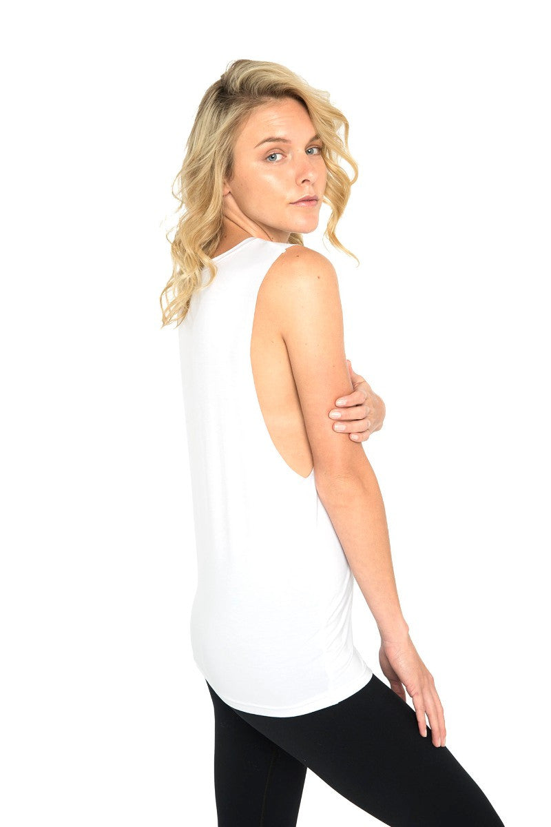 DHARMA BUMS BAMBOO CLASSIC BOYFRIEND TEE IN WHITE AND FRONT IMAGE