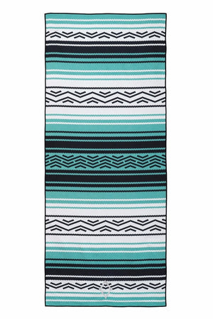 NOMADIX DOUBLE SIDED YOGA AND BEACH TOWEL IN BAJA AQUA STYLE AND FRONT